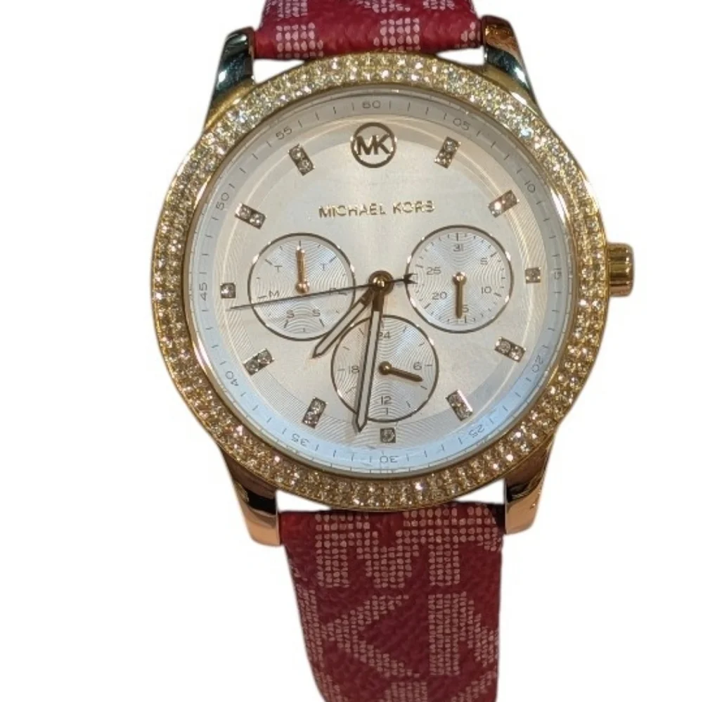 New Michael Kors Xbody Bag, Cardholder & Tibby MK Red signature Matching Watch